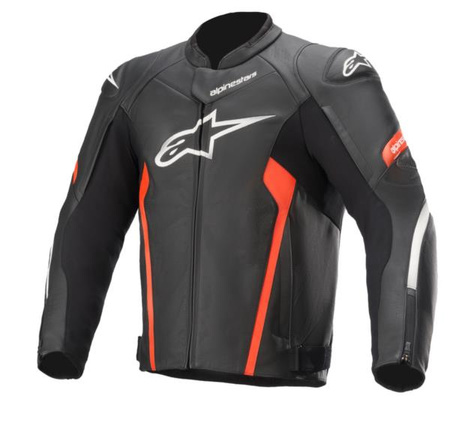 Kurtka skórzana Alpinestars Faster V2 black/Fluo red