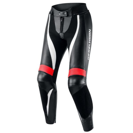 Spodnie skórzane Rebelhorn Rebel Lady Black/Fluo red/White