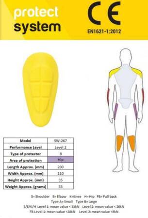 Ochraniacz bioder Pro-Tec Sw-267 yellow Os (2 Sztu